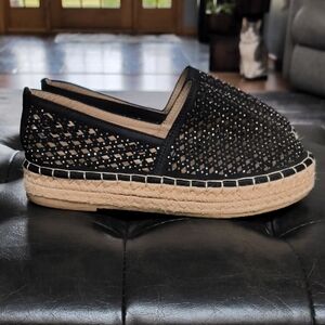 Women's Black Espadrille Slip-On Shoes